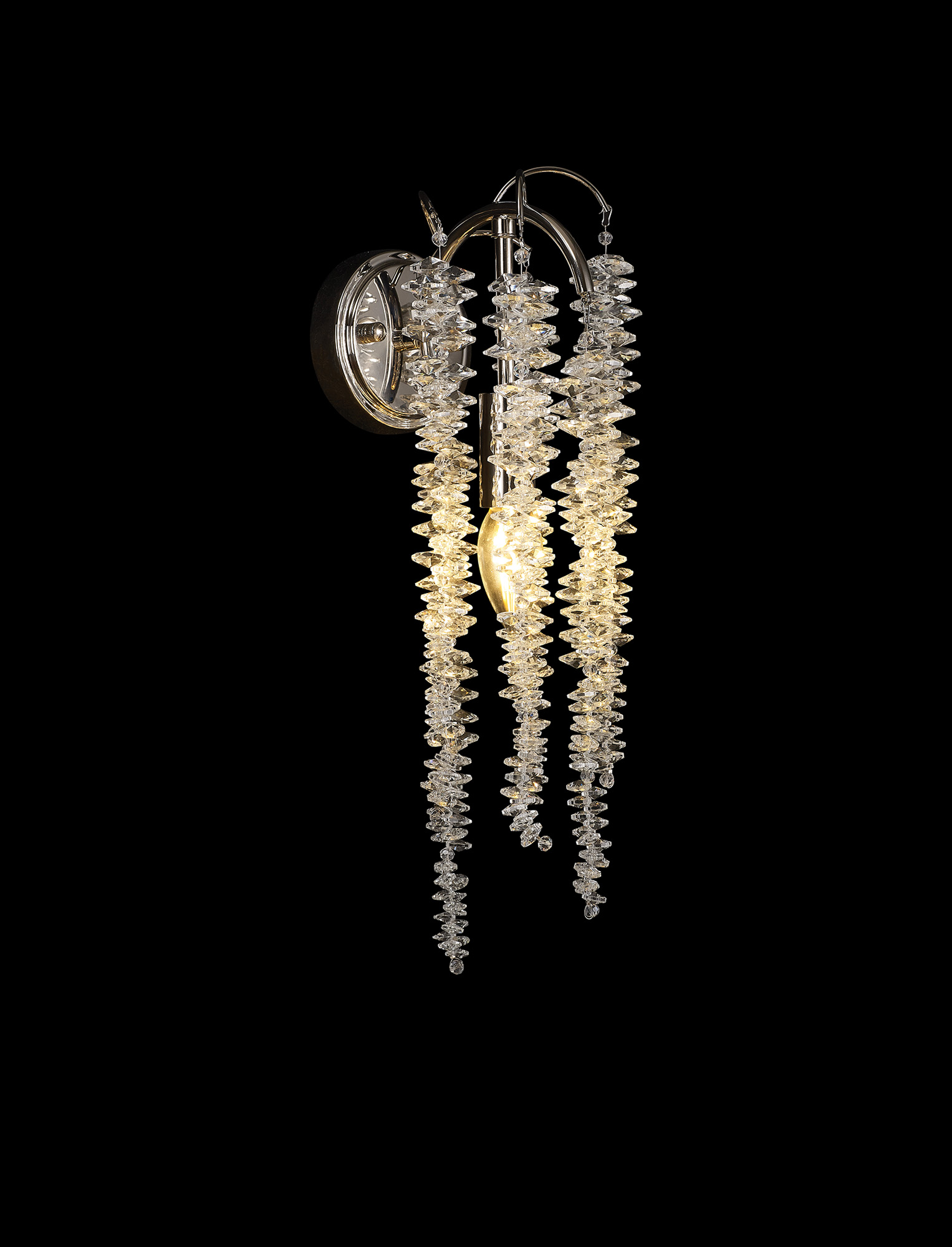 Wisteria Polished Nickel Crystal Wall Lights Diyas Flush Crystal Wall Lights